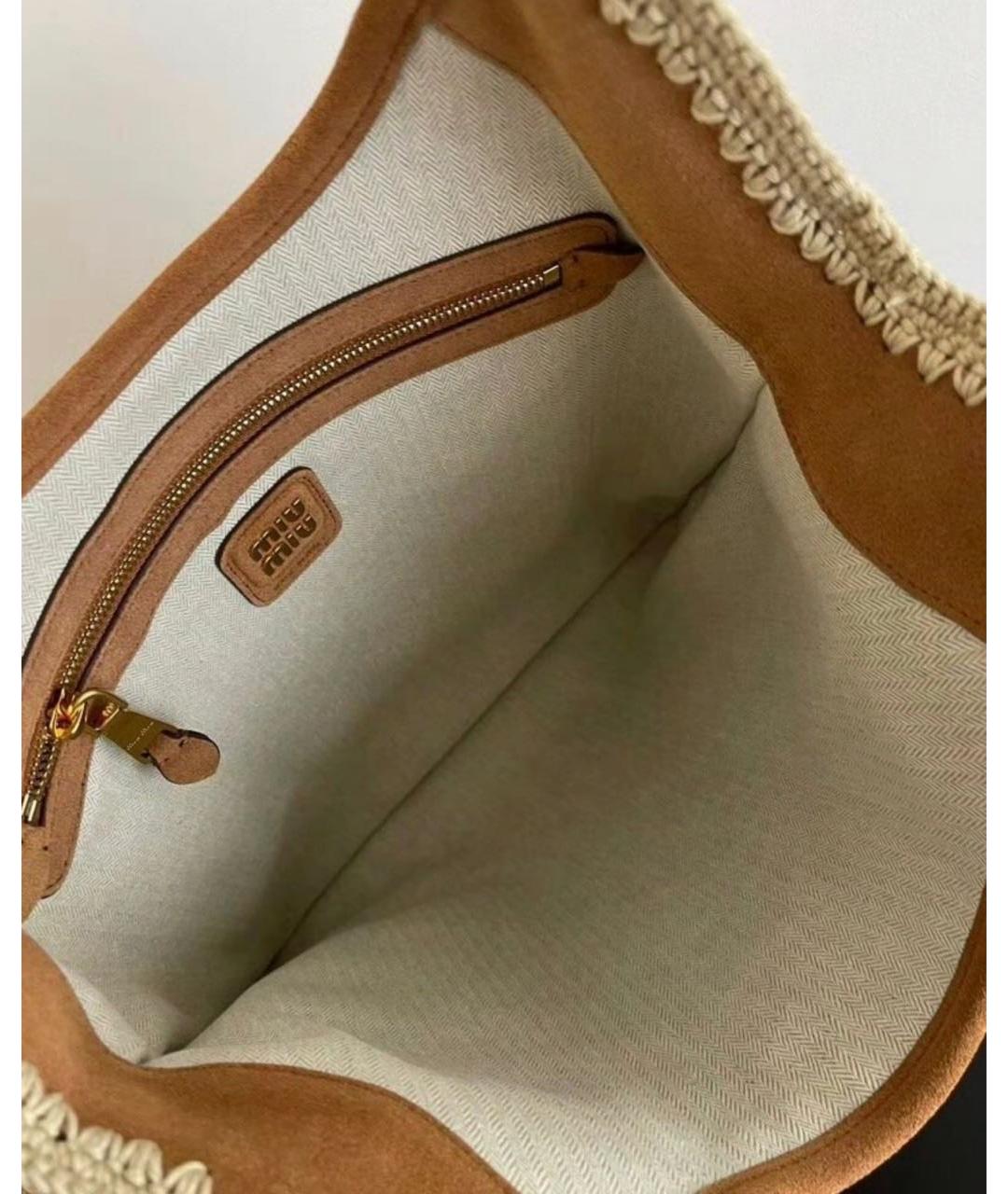 MIU MIU Коричневая замшевая сумка с короткими ручками, фото 8