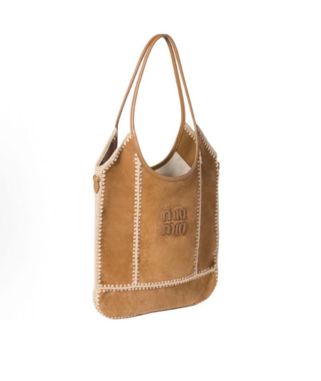 MIU MIU Коричневая замшевая сумка с короткими ручками, фото 2