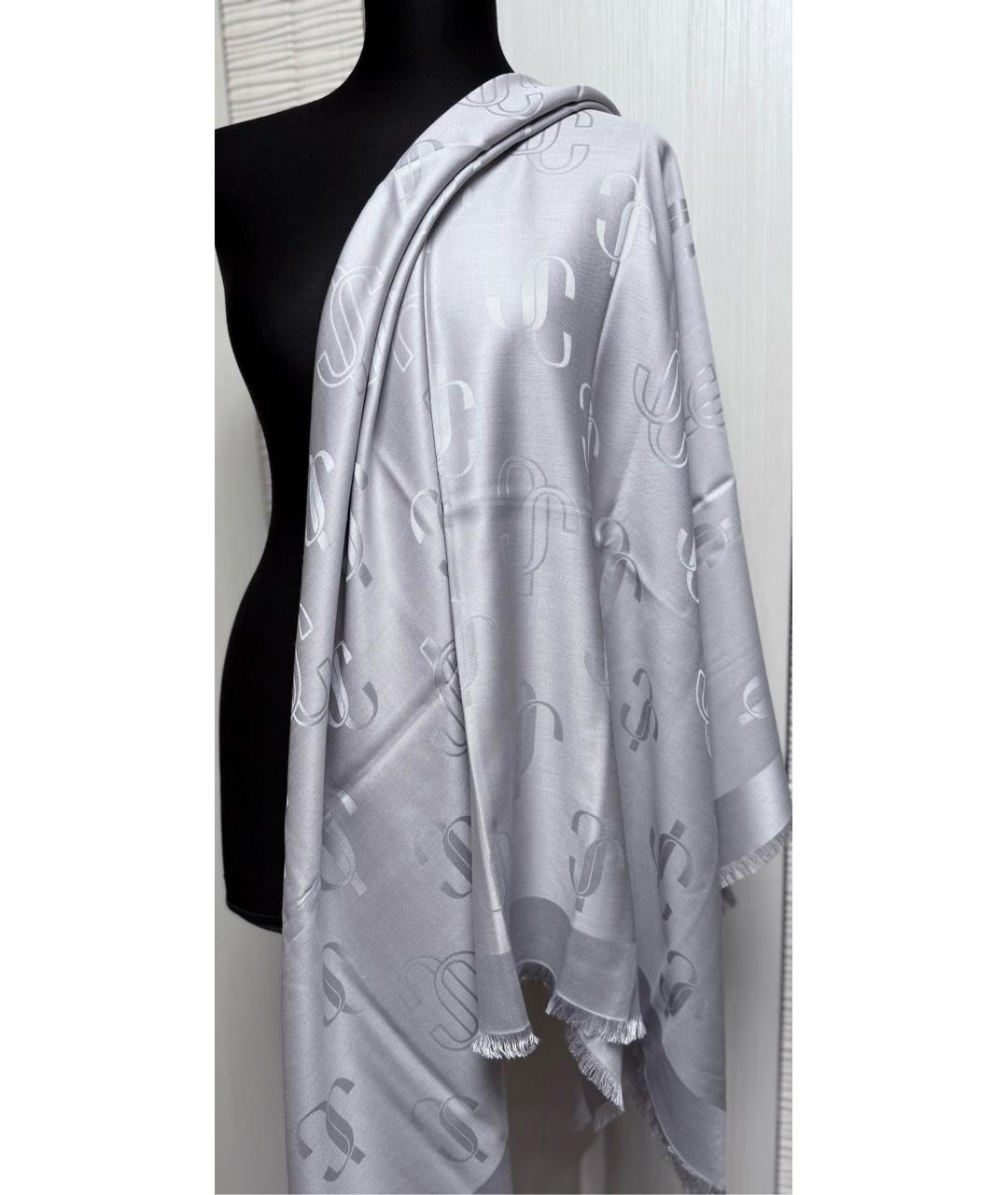 JIMMY CHOO Серый шерстяной платок, фото 3