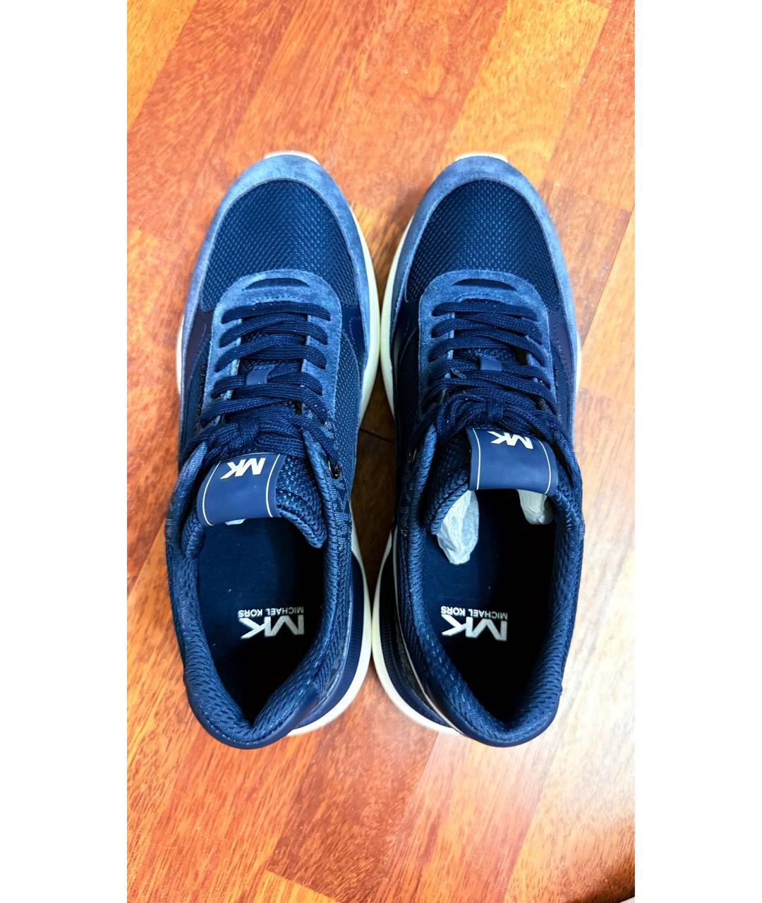 MICHAEL KORS Синие кожаные низкие кроссовки / кеды, фото 3