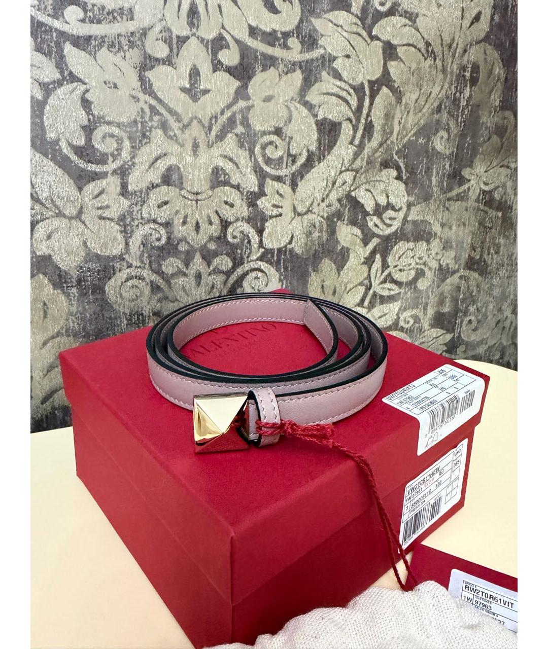 VALENTINO Розовый кожаный ремень, фото 2