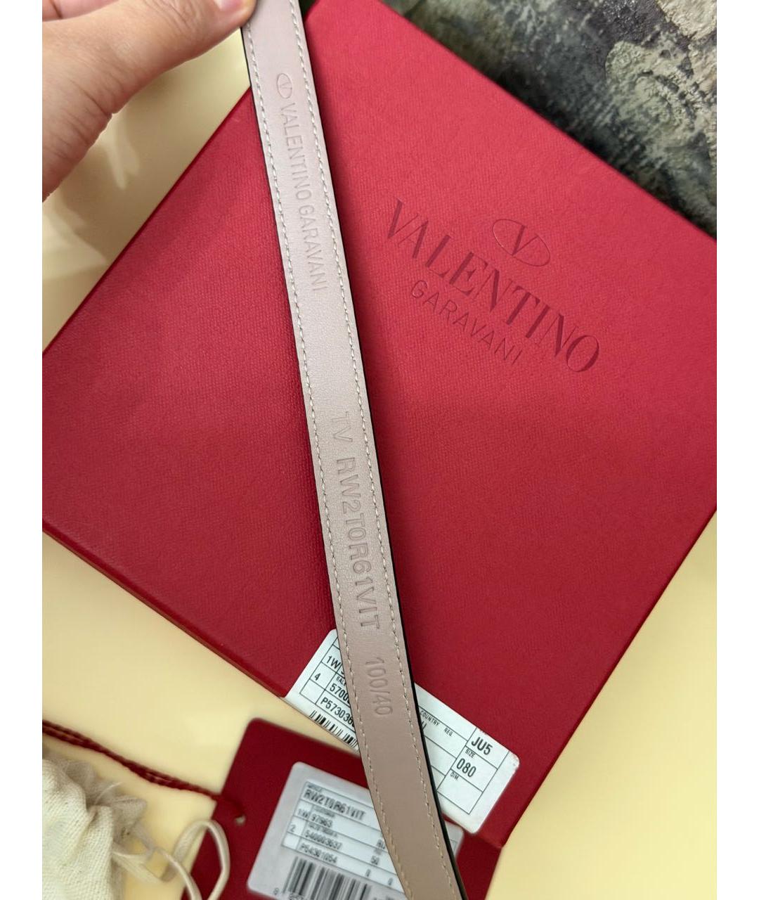VALENTINO Розовый кожаный ремень, фото 3