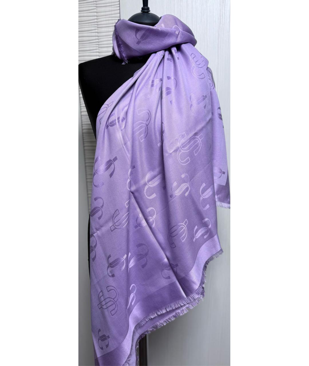 JIMMY CHOO Фиолетовый шерстяной платок, фото 3