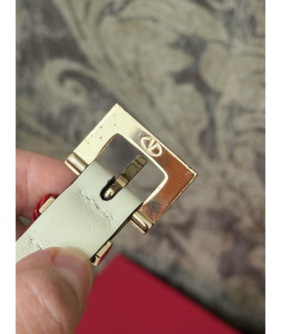 VALENTINO Белый кожаный ремень, фото 4