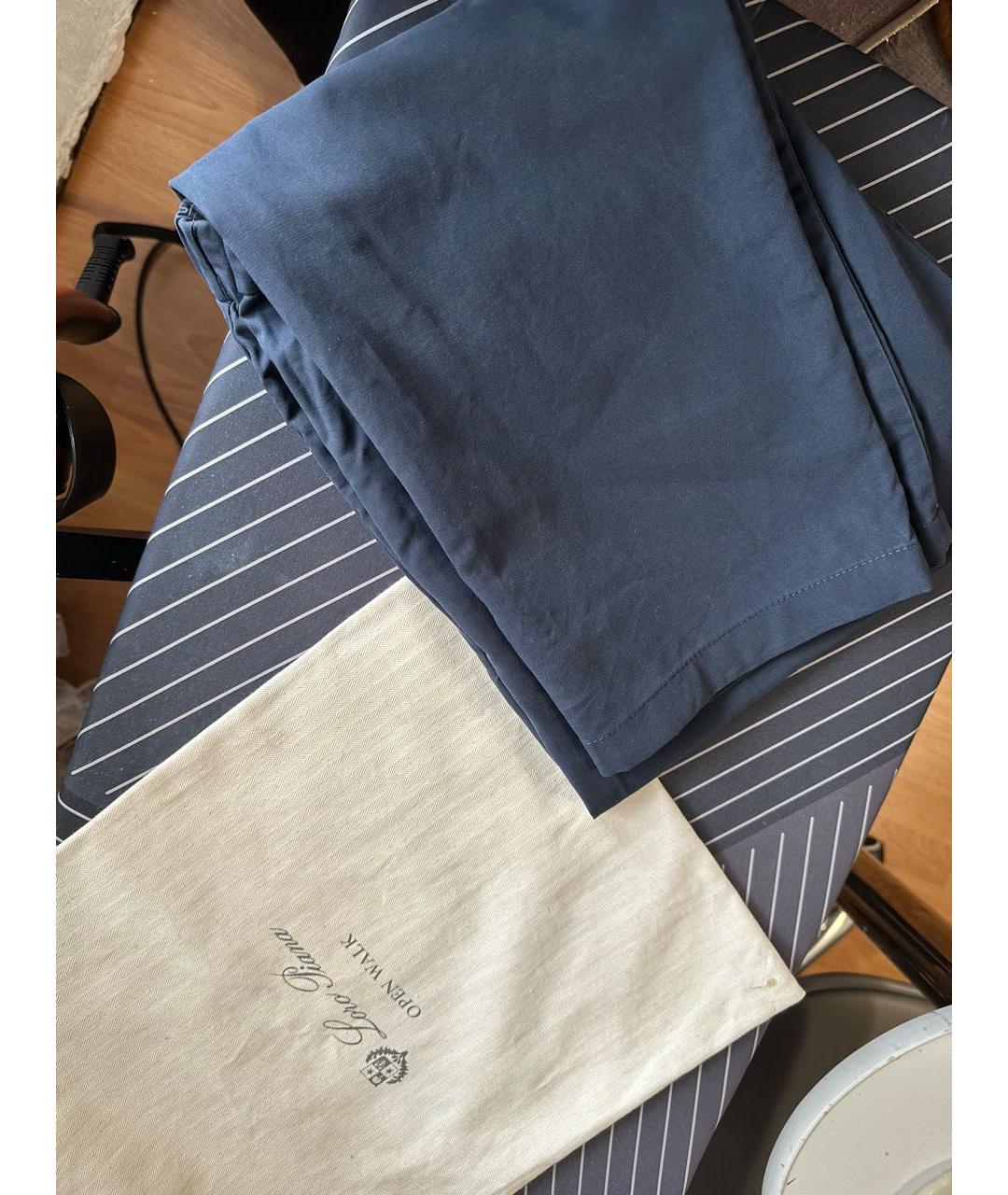 LORO PIANA Темно-синие хлопко-эластановые брюки чинос, фото 5