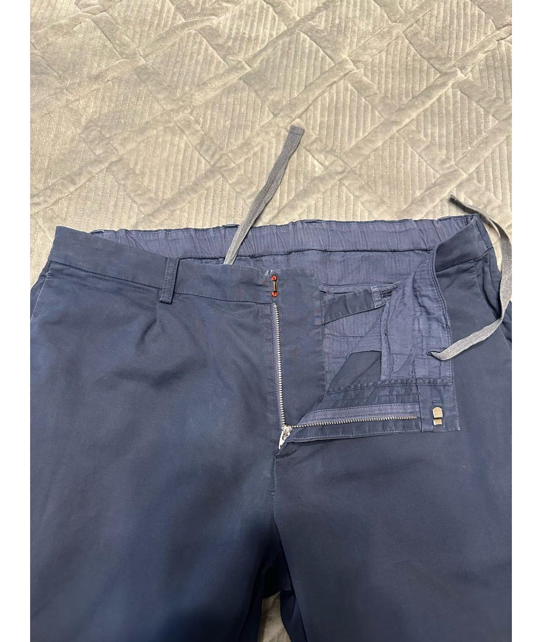 LORO PIANA Темно-синие хлопко-эластановые брюки чинос, фото 7