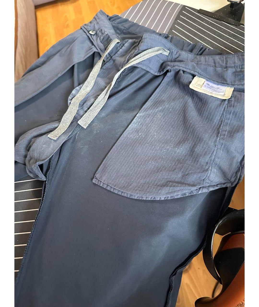 LORO PIANA Темно-синие хлопко-эластановые брюки чинос, фото 3