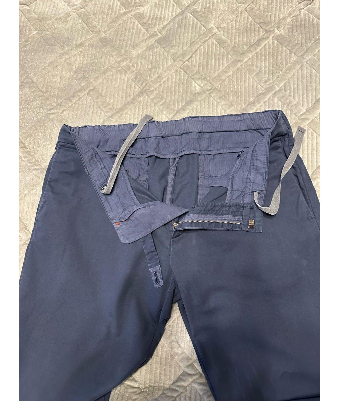 LORO PIANA Темно-синие хлопко-эластановые брюки чинос, фото 6