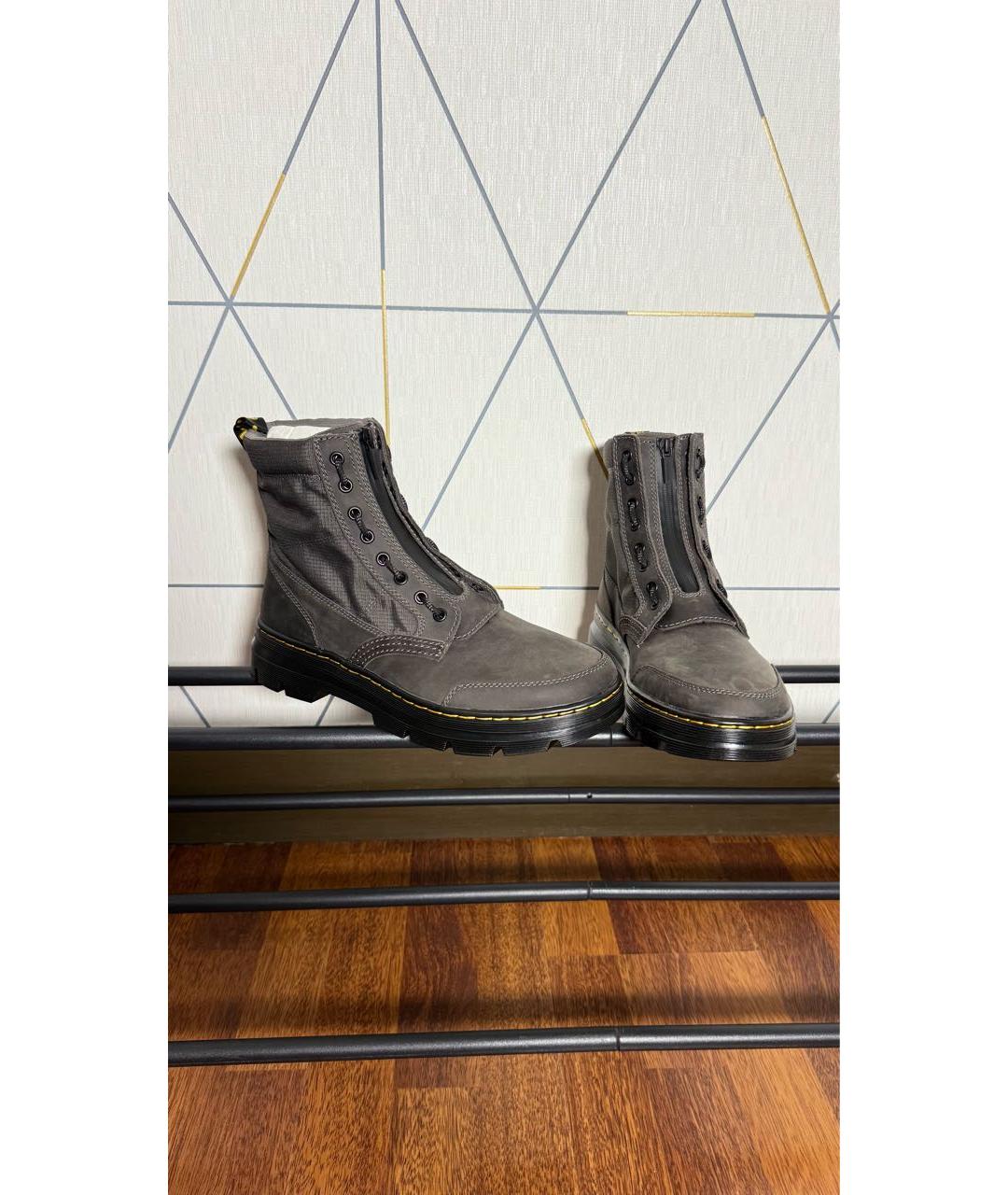 DR. MARTENS Серые кожаные высокие ботинки, фото 5