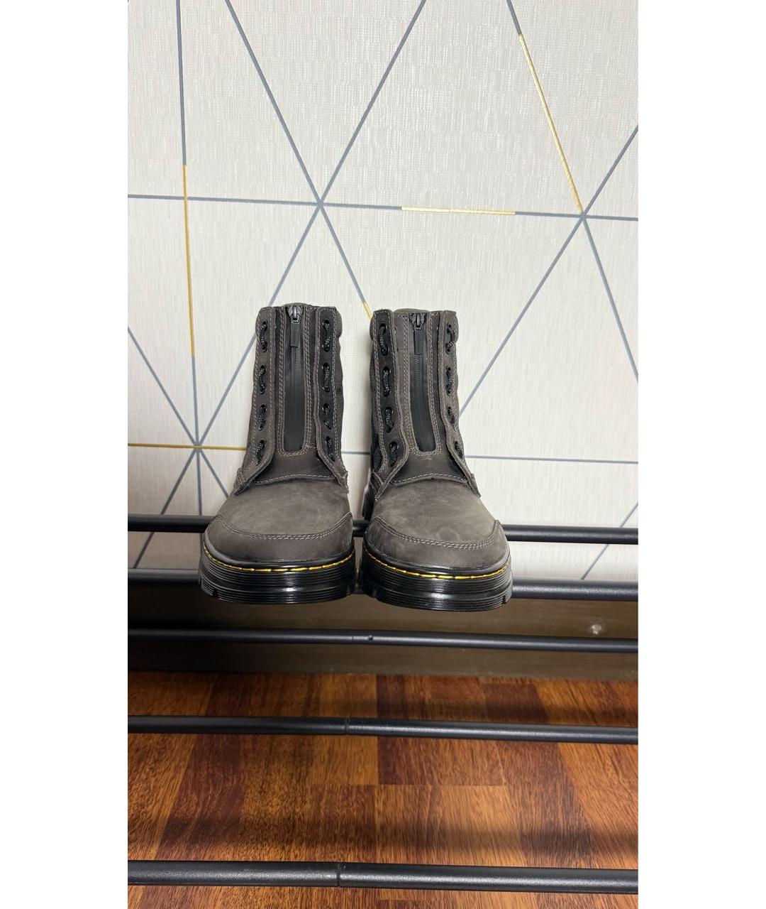 DR. MARTENS Серые кожаные высокие ботинки, фото 2