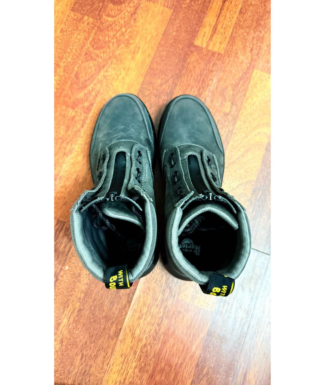 DR. MARTENS Серые кожаные высокие ботинки, фото 3