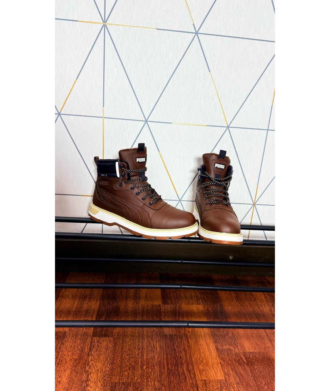 PUMA Коричневые кожаные высокие ботинки, фото 5