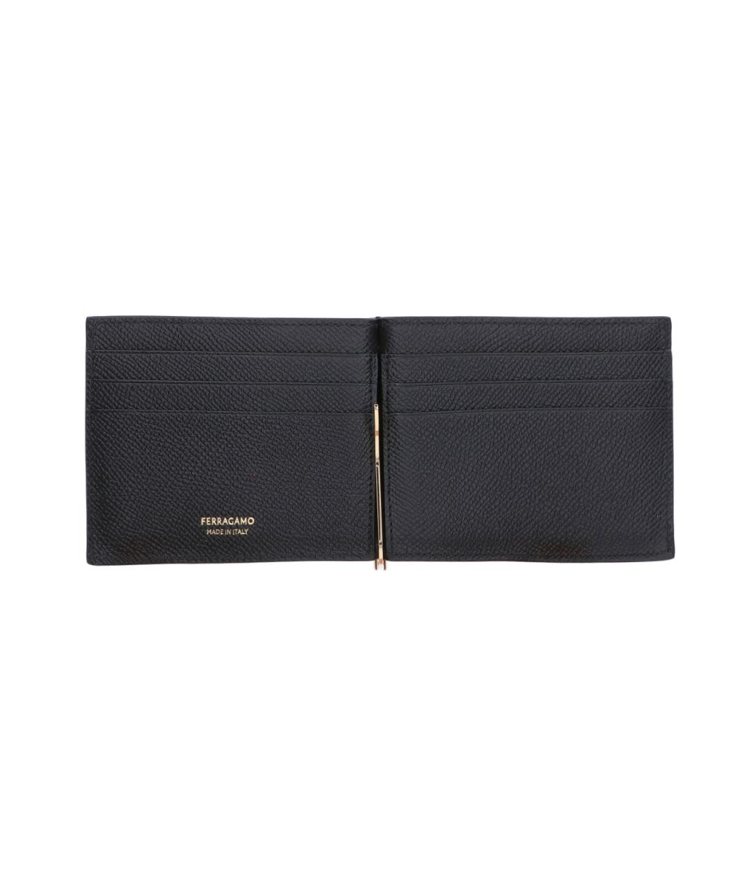 FERRAGAMO Черный кожаный кошелек, фото 2