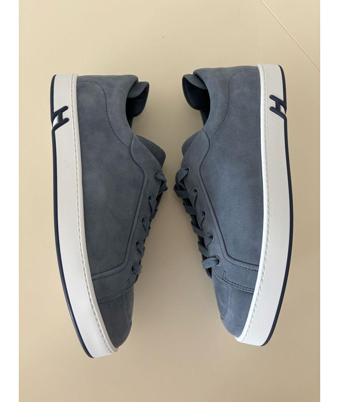 HERMES Синие замшевые кеды, фото 5