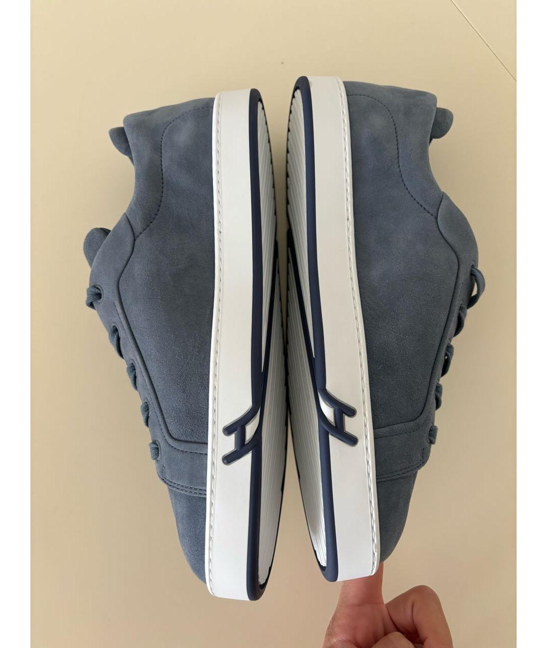 HERMES Синие замшевые кеды, фото 4