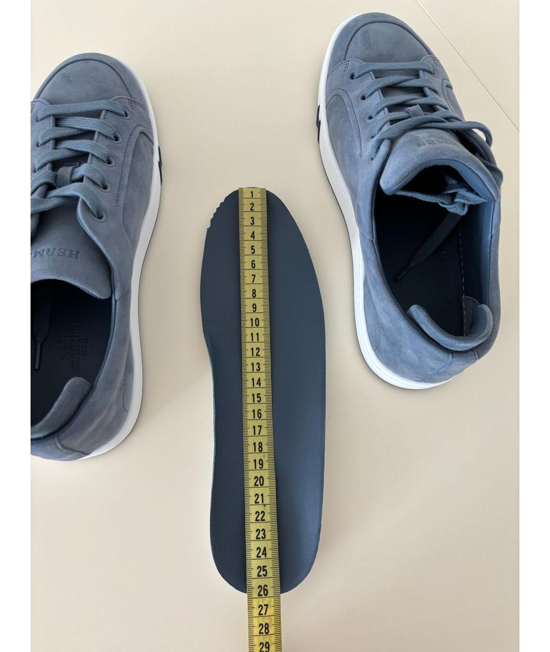 HERMES Синие замшевые кеды, фото 8