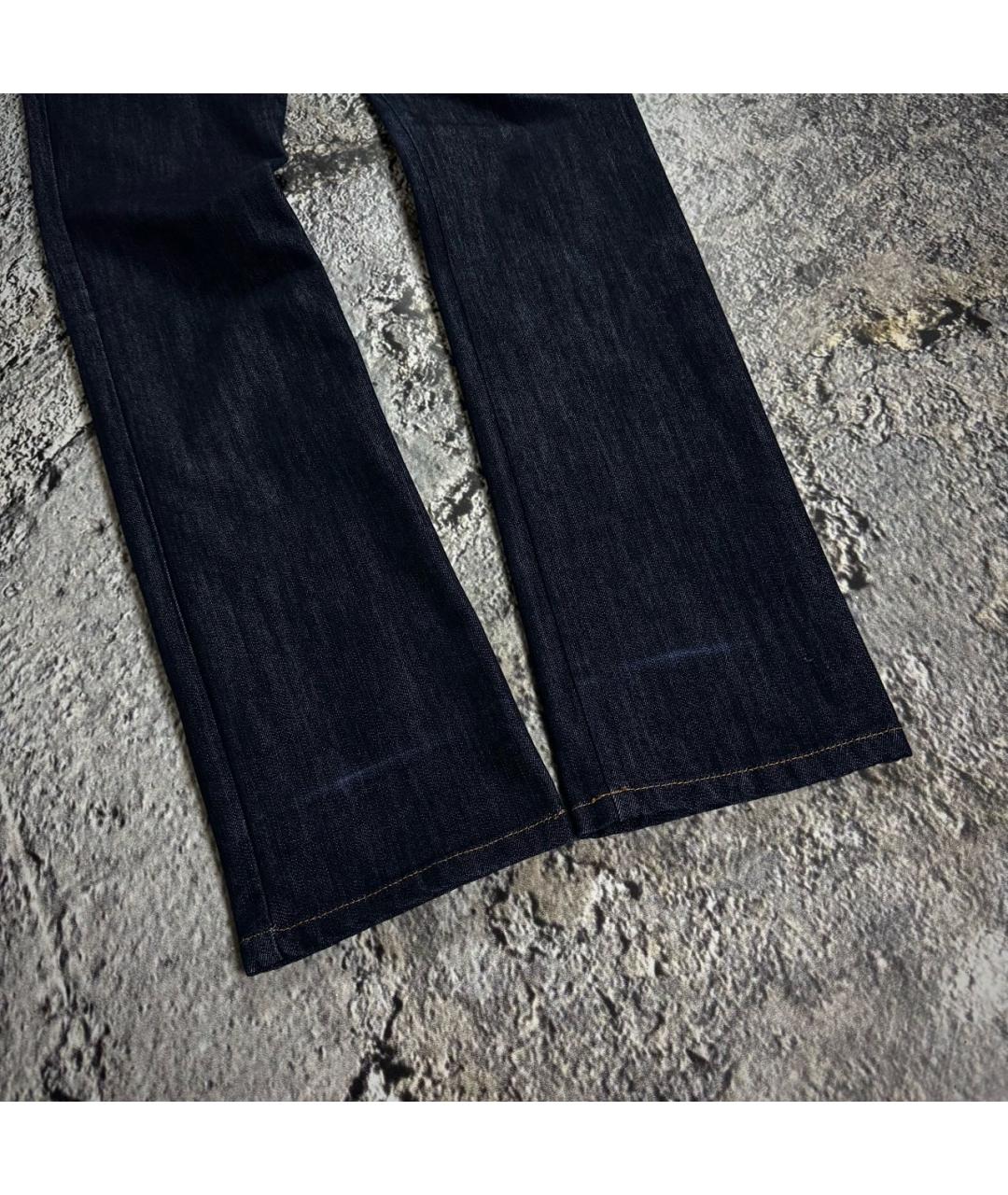 ROBERTO CAVALLI Темно-синие хлопковые прямые джинсы, фото 4