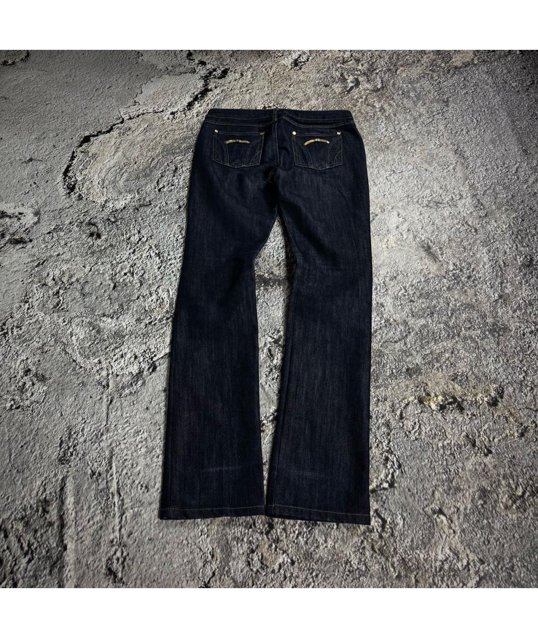 ROBERTO CAVALLI Темно-синие хлопковые прямые джинсы, фото 2