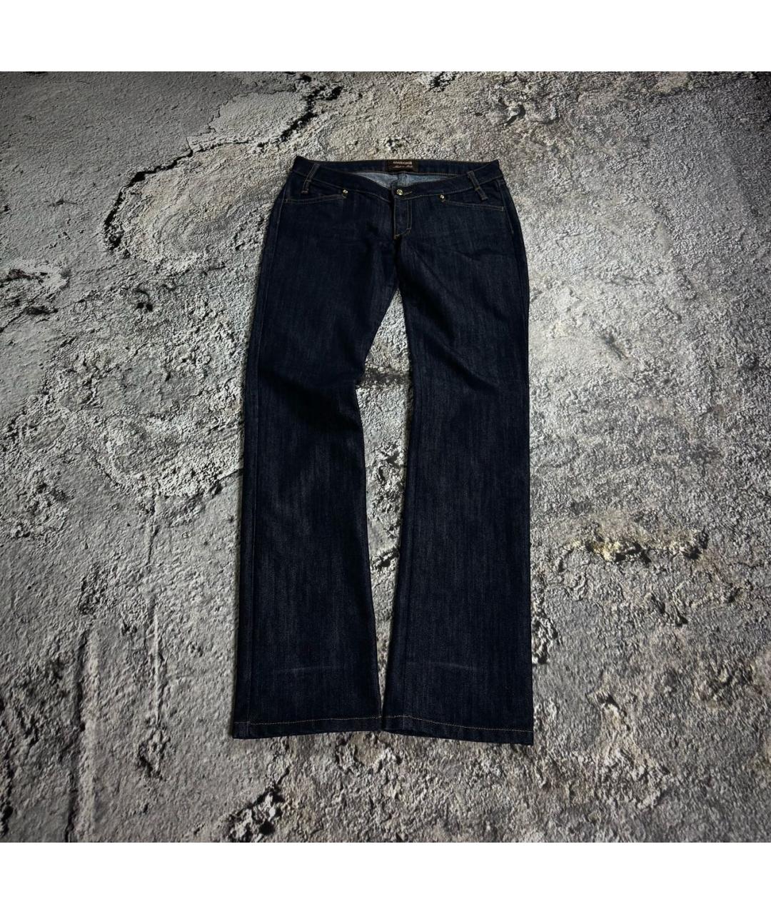 ROBERTO CAVALLI Темно-синие хлопковые прямые джинсы, фото 8