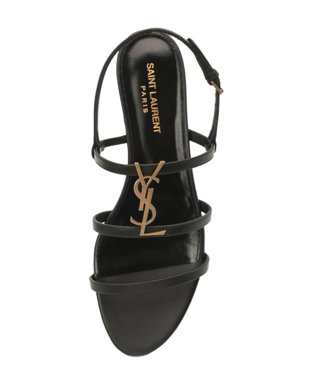 SAINT LAURENT Черные кожаные босоножки, фото 3