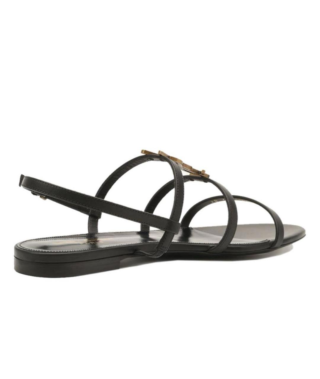 SAINT LAURENT Черные кожаные босоножки, фото 5