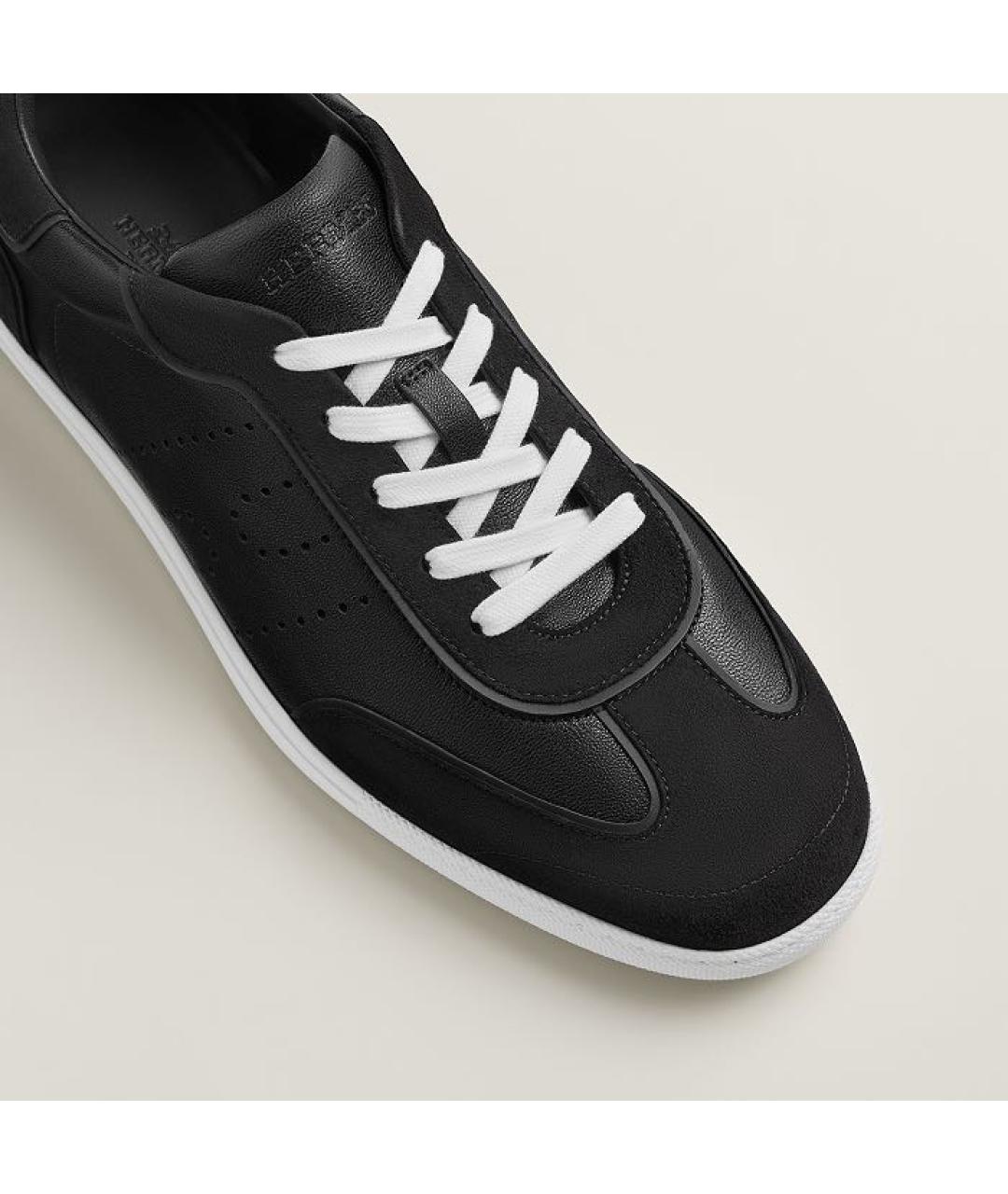 HERMES Черные кожаные низкие кроссовки / кеды, фото 6