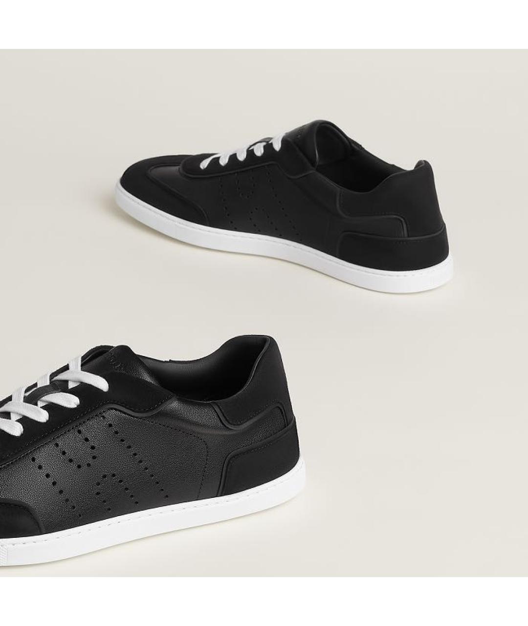 HERMES Черные кожаные низкие кроссовки / кеды, фото 5