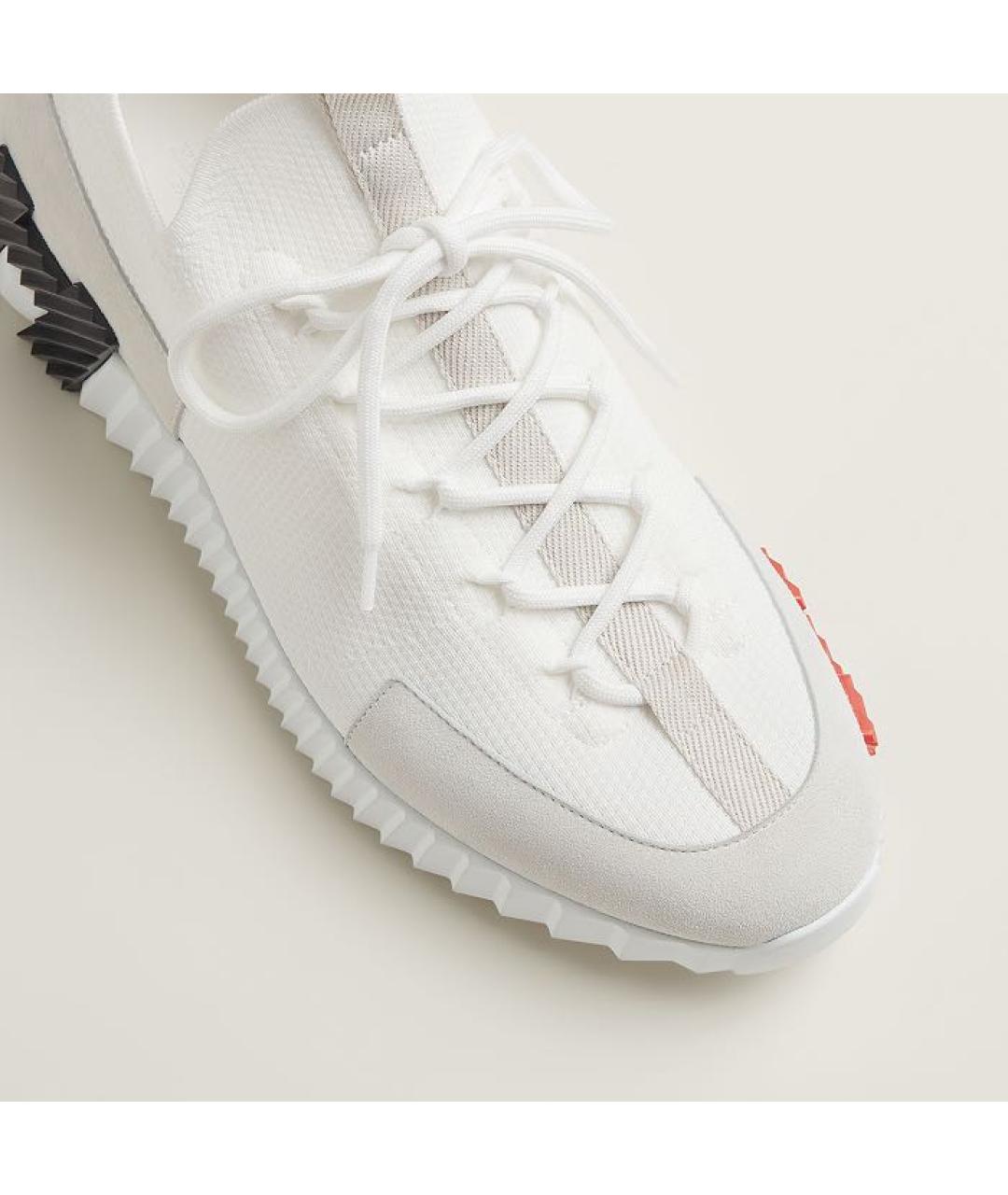 HERMES Белые текстильные низкие кроссовки / кеды, фото 6