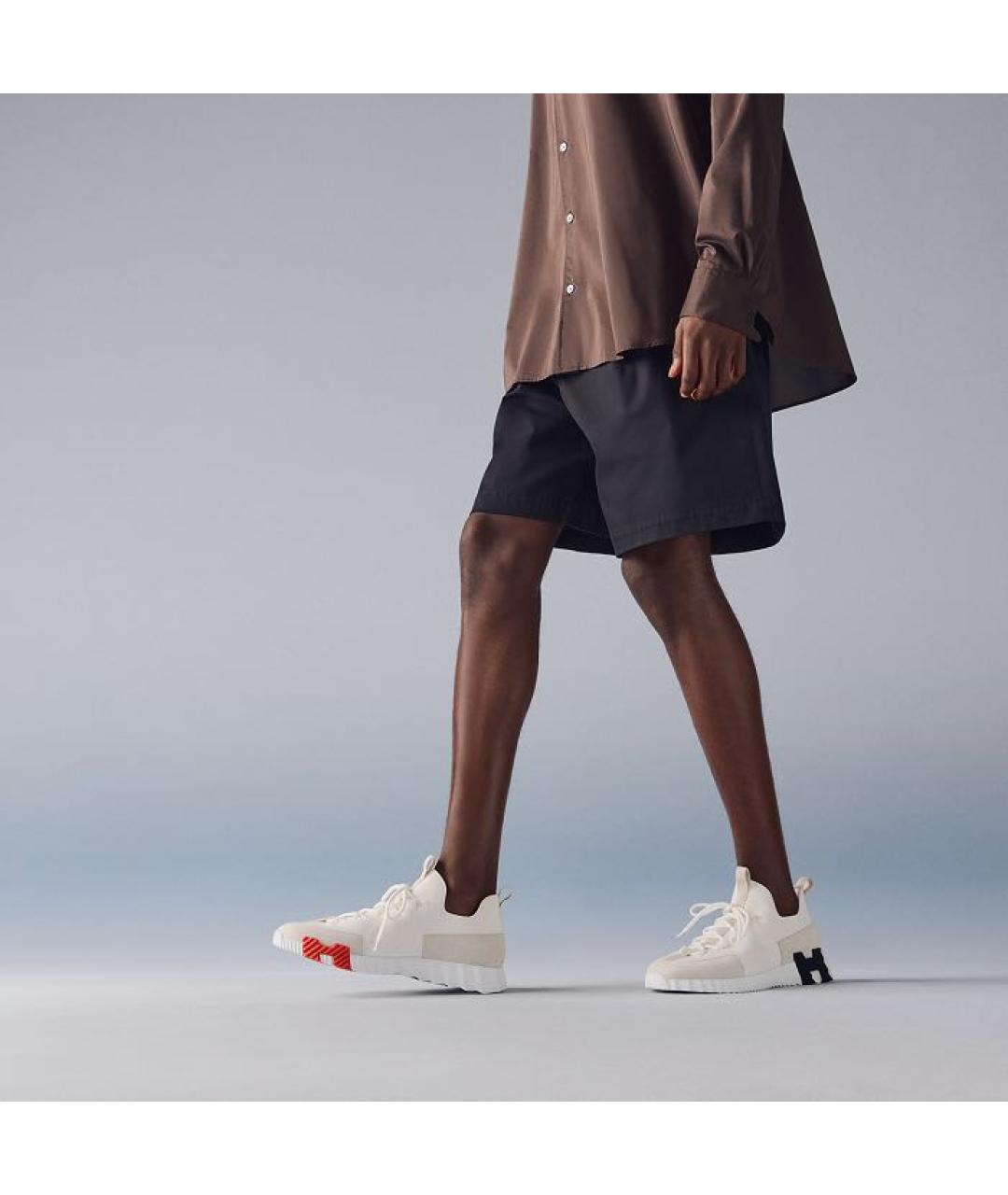 HERMES Белые текстильные низкие кроссовки / кеды, фото 3