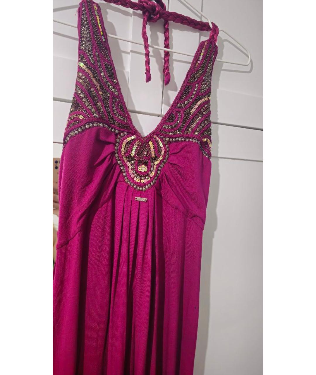 LIU JO Бордовое вискозное коктейльное платье, фото 2