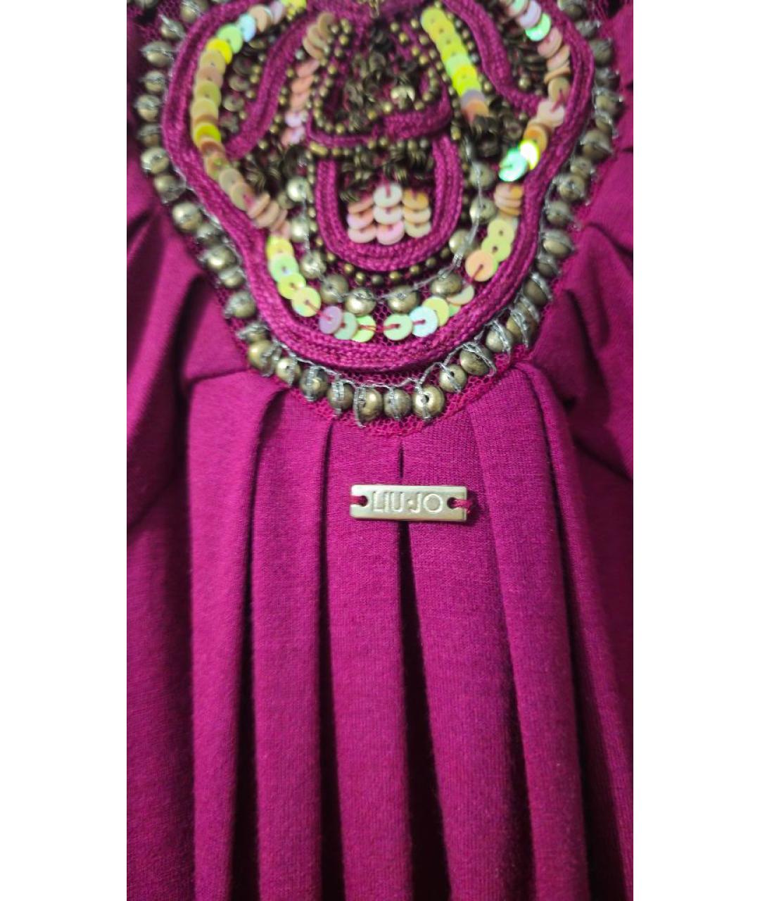 LIU JO Бордовое вискозное коктейльное платье, фото 3