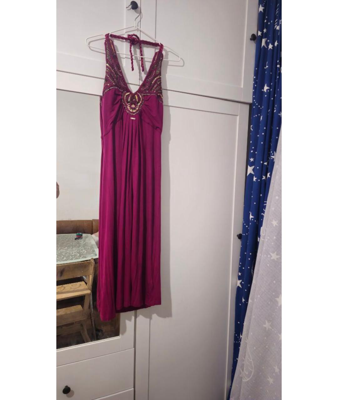 LIU JO Бордовое вискозное коктейльное платье, фото 5