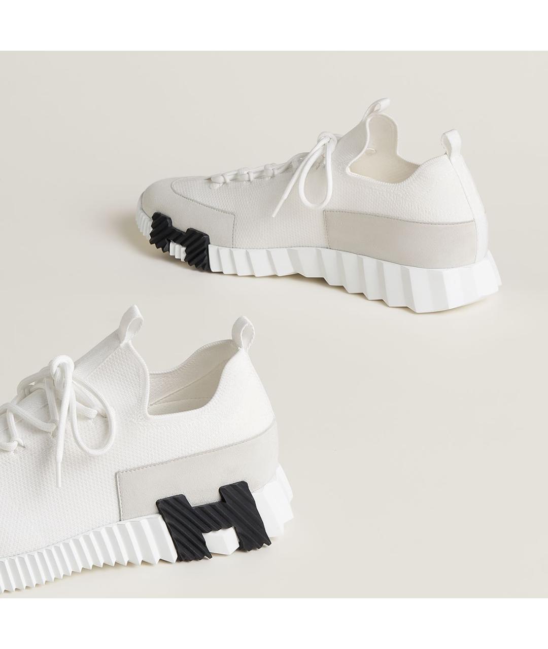 HERMES Белые текстильные низкие кроссовки / кеды, фото 6