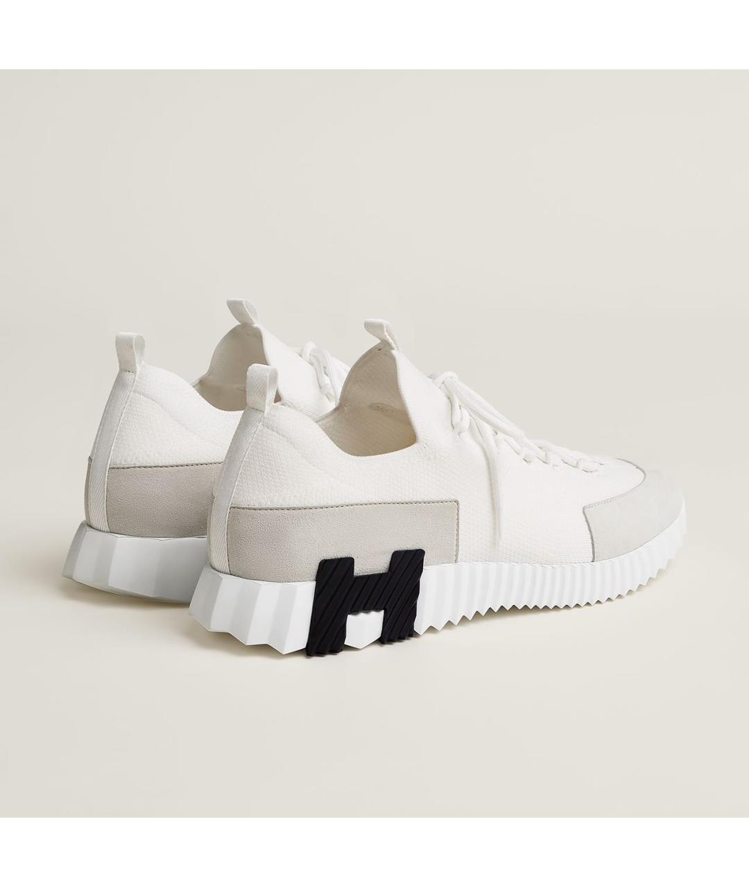 HERMES Белые текстильные низкие кроссовки / кеды, фото 5