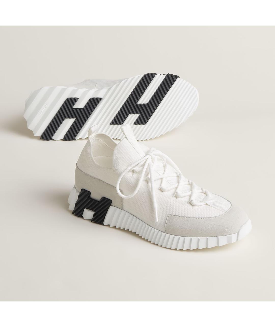 HERMES Белые текстильные низкие кроссовки / кеды, фото 2