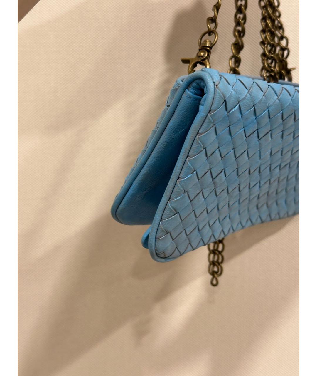 BOTTEGA VENETA Голубая кожаная сумка через плечо, фото 4