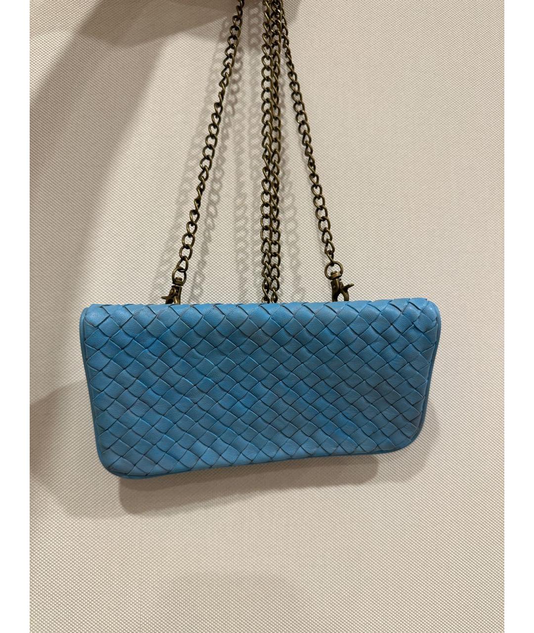 BOTTEGA VENETA Голубая кожаная сумка через плечо, фото 8
