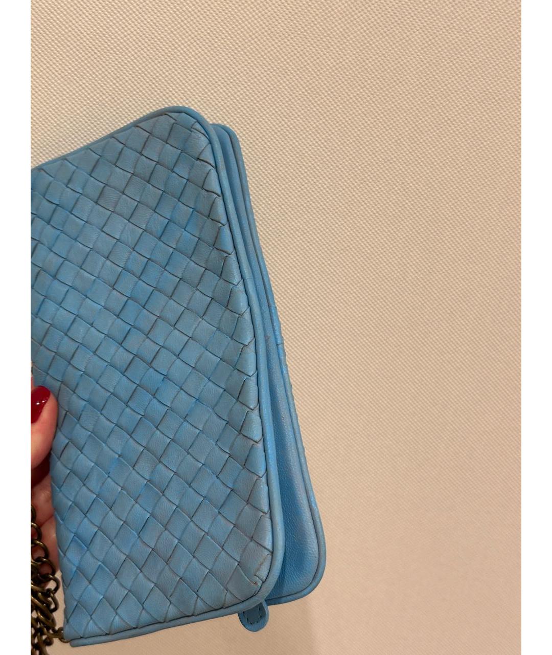 BOTTEGA VENETA Голубая кожаная сумка через плечо, фото 6