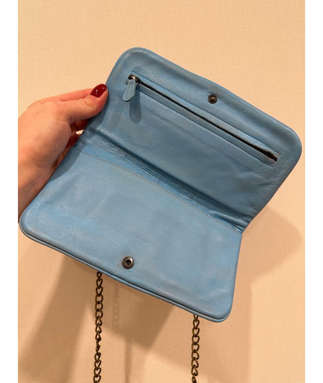 BOTTEGA VENETA Голубая кожаная сумка через плечо, фото 3