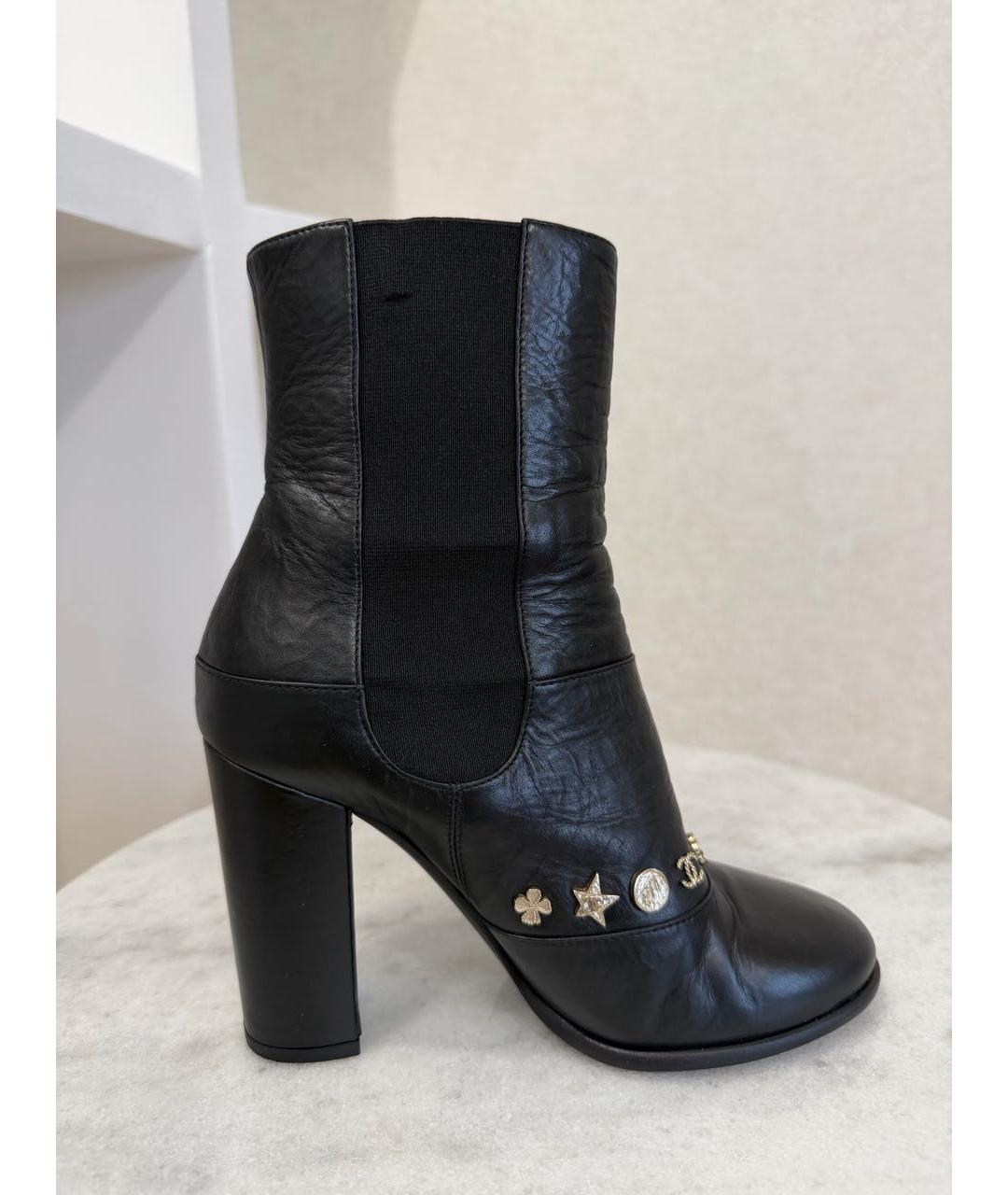 CHANEL Черные кожаные ботильоны, фото 6