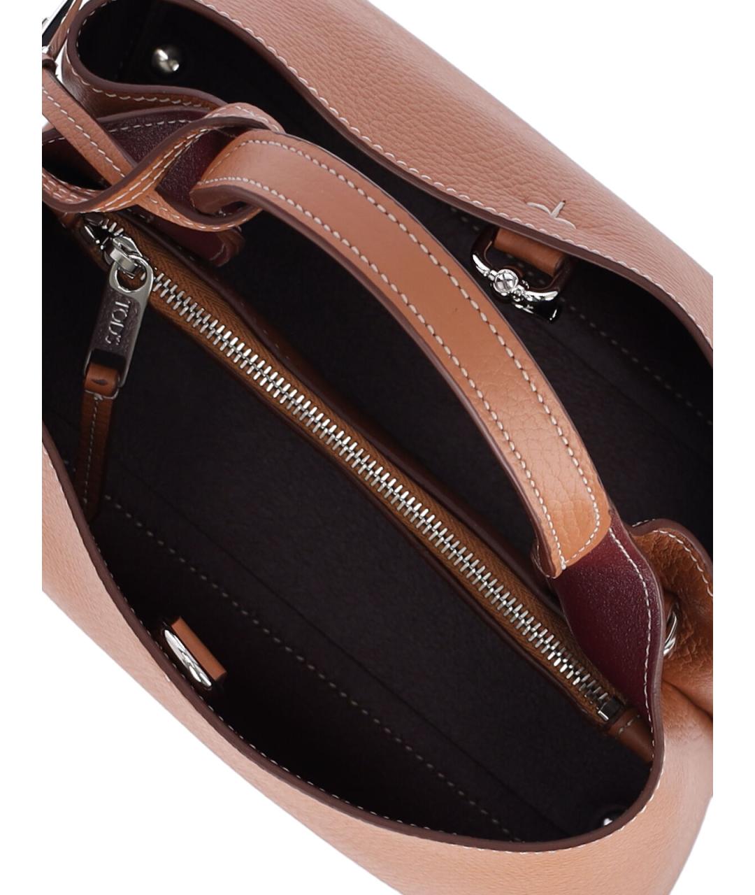 TOD'S Коричневая кожаная сумка с короткими ручками, фото 4