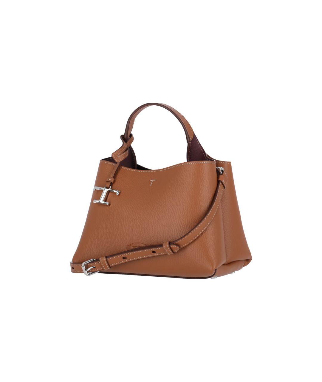 TOD'S Коричневая кожаная сумка с короткими ручками, фото 2