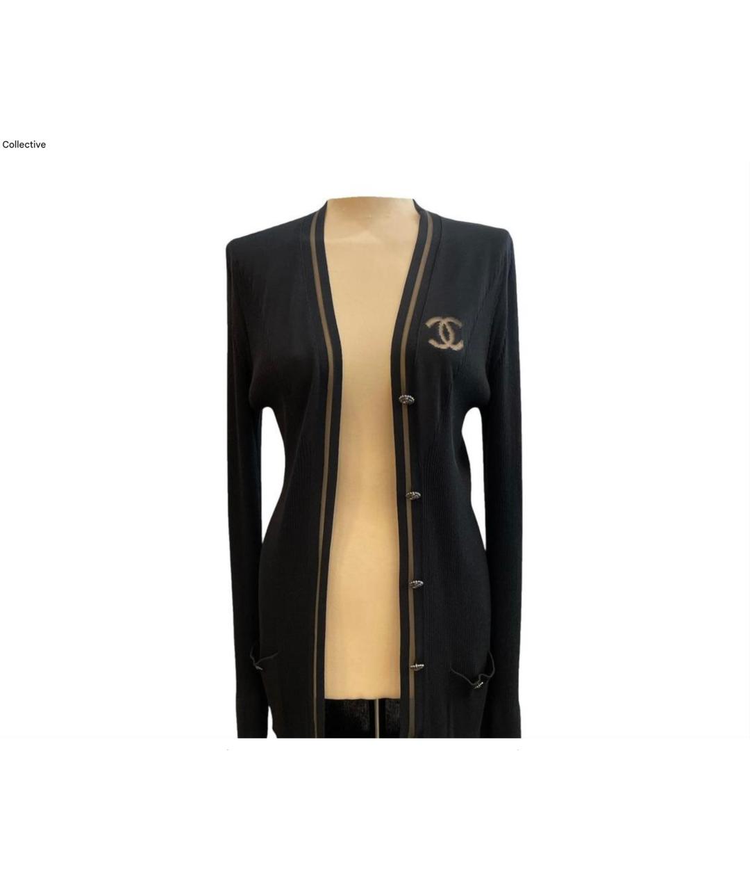 CHANEL Черный шелковый кардиган, фото 2