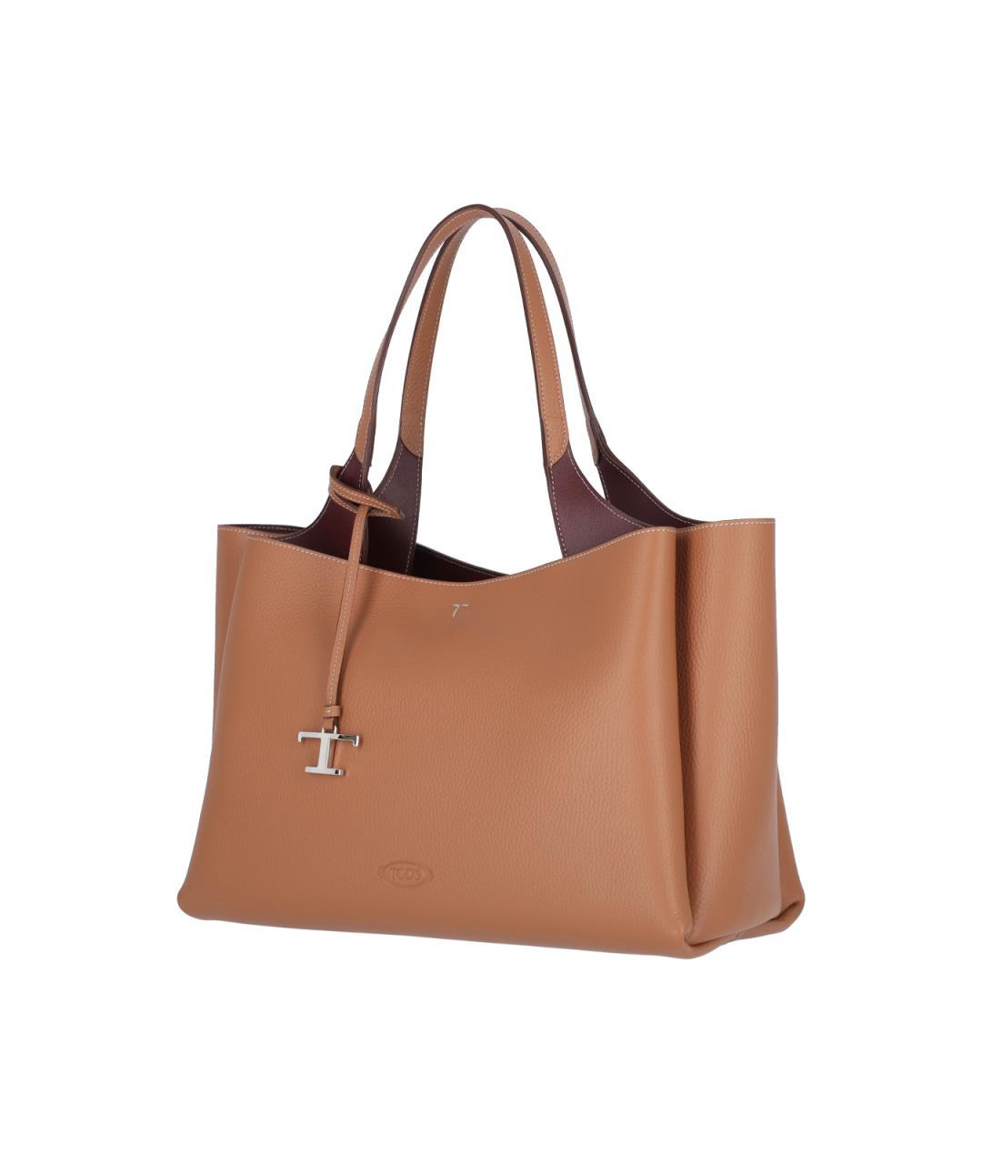 TOD'S Коричневая кожаная сумка тоут, фото 2