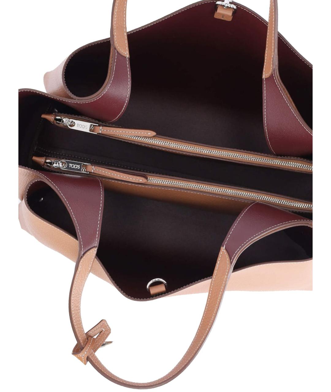 TOD'S Коричневая кожаная сумка тоут, фото 4