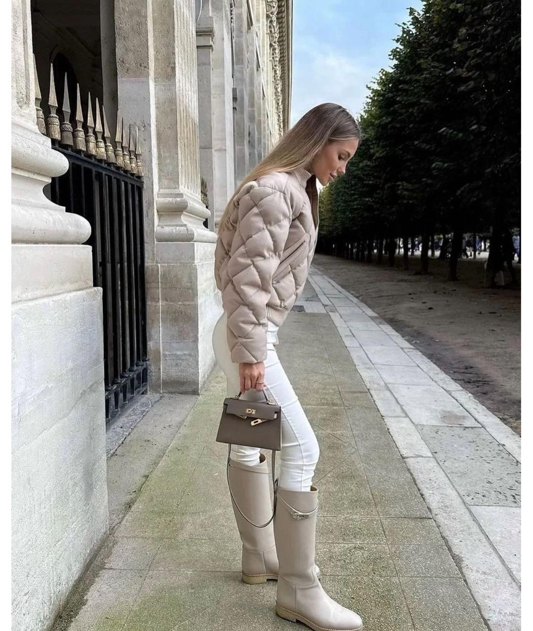 HERMES Бежевый кашемировый пуховик, фото 4