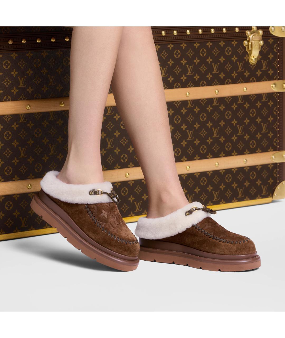 LOUIS VUITTON Коричневые замшевые мюли, фото 2