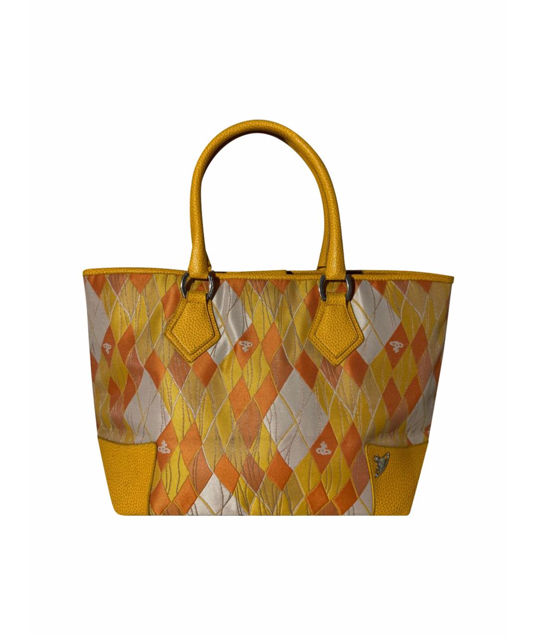 VIVIENNE WESTWOOD Желтая тканевая сумка с короткими ручками, фото 1