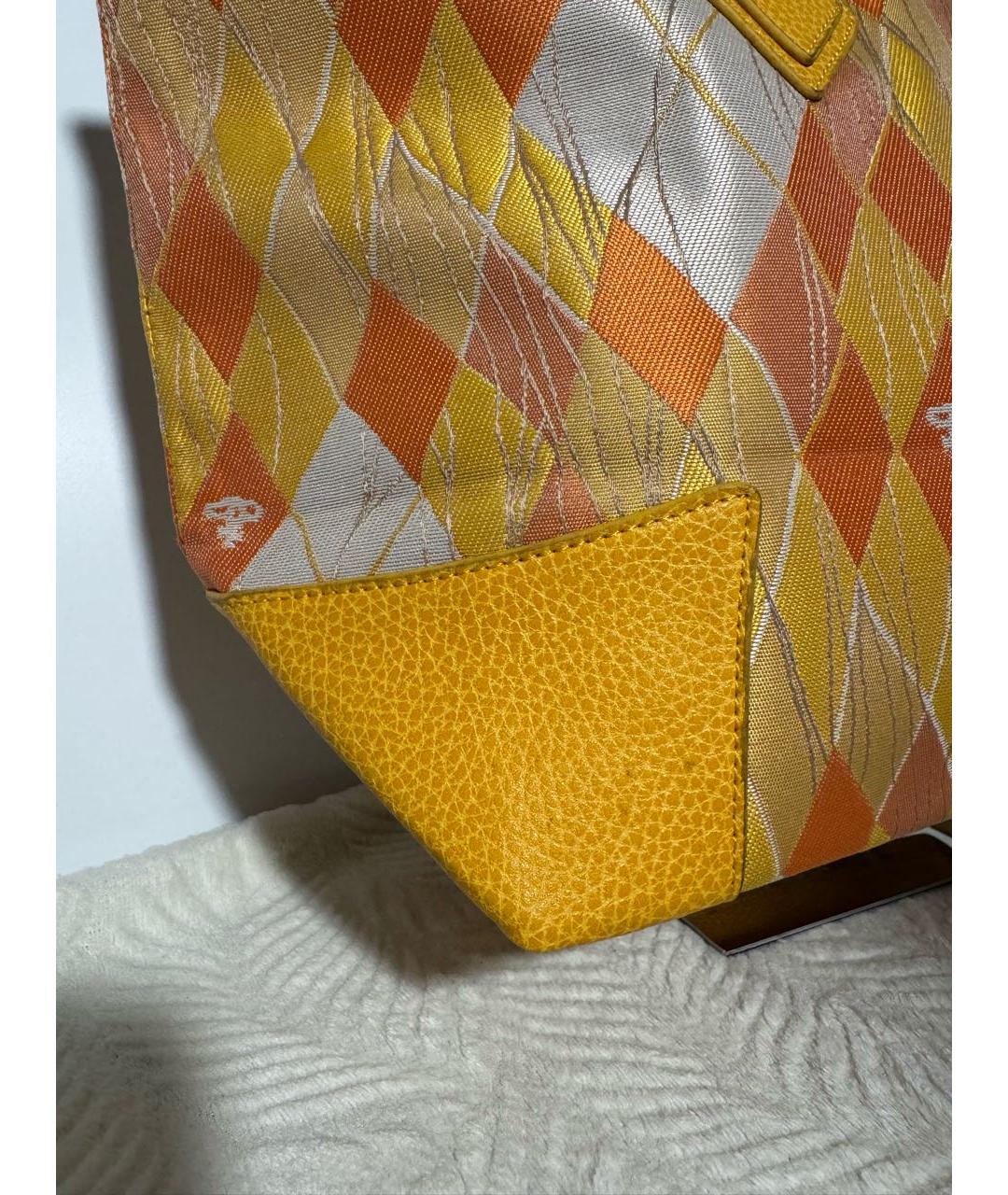 VIVIENNE WESTWOOD Желтая тканевая сумка с короткими ручками, фото 8