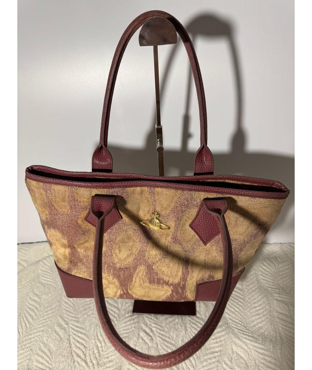 VIVIENNE WESTWOOD Бордовая тканевая сумка с короткими ручками, фото 4